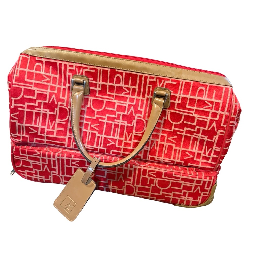 Diane Van Furstenberg Red Overnight Bag Wheels Travel
